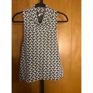 We The Free Free People Black White Geometric Cowl Neck Racerback Tank Top M